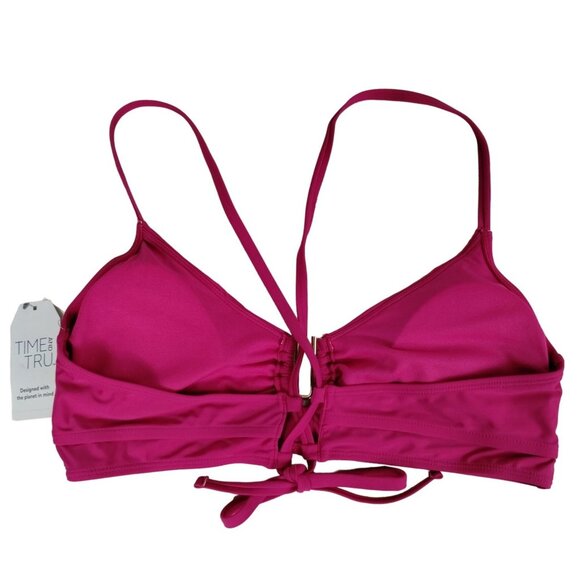 Time and Tru Womens XL Ruched Bikini Top Pink Summer Fuchsia - Picture 2 of 8
